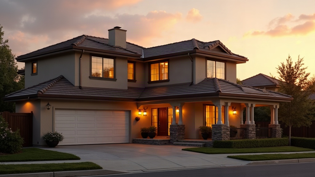 Sun-baked Southern California roofline under clear skies